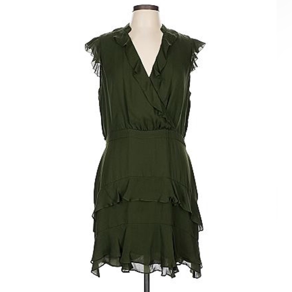 Parker Olive Mini Dress with Ruffles